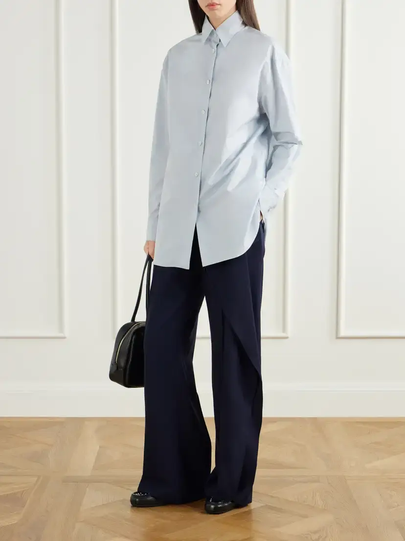 Jil Sander Draped Wool-sablé Wide-leg Pants | Thumbnail 2 Jil Sander Draped Wool-sablé Wide-leg Pants | Thumbnail 2