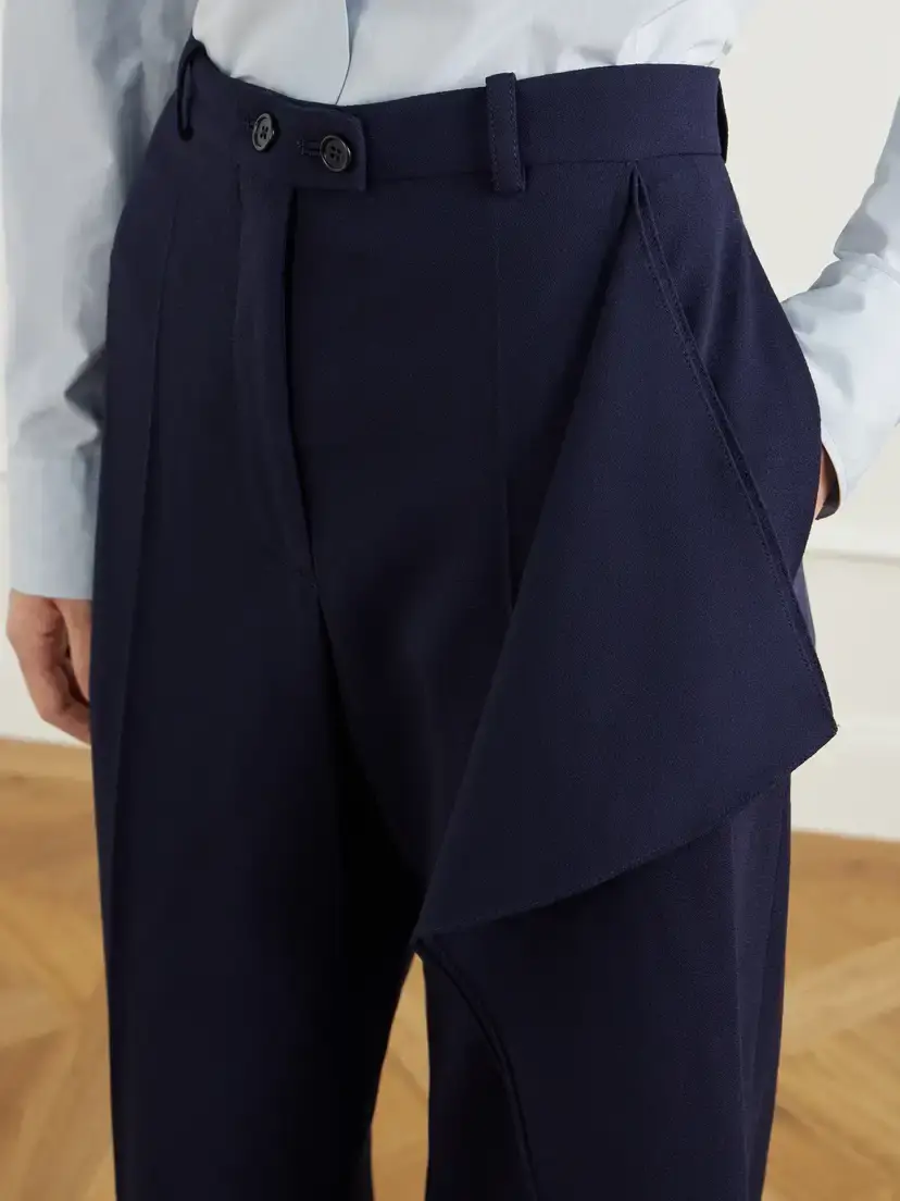 Jil Sander Draped Wool-sablé Wide-leg Pants | Thumbnail 5 Jil Sander Draped Wool-sablé Wide-leg Pants | Thumbnail 5