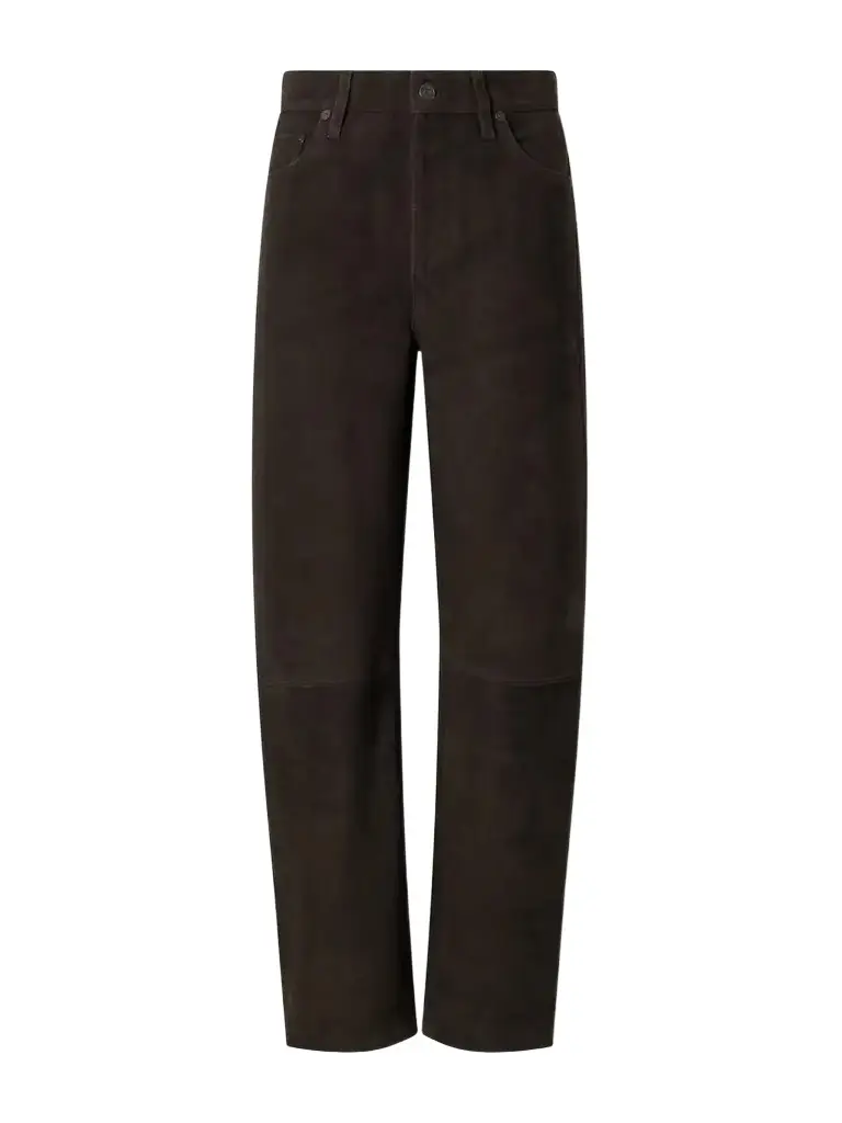 Miro Paneled Suede Mid-rise Barrel-leg Pants Miro Paneled Suede Mid-rise Barrel-leg Pants