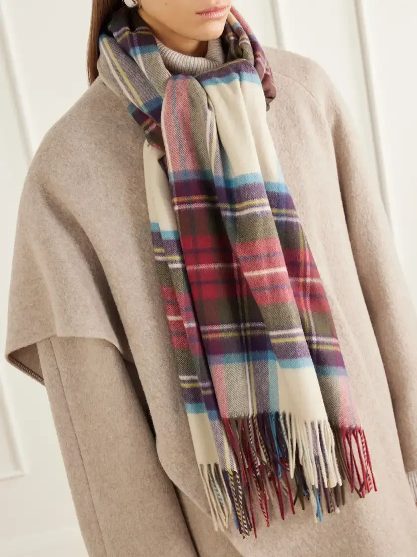 Johnstons of Elgin Tartan Stole Checked Cashmere Scarf | Thumbnail 2 Johnstons of Elgin Tartan Stole Checked Cashmere Scarf | Thumbnail 2