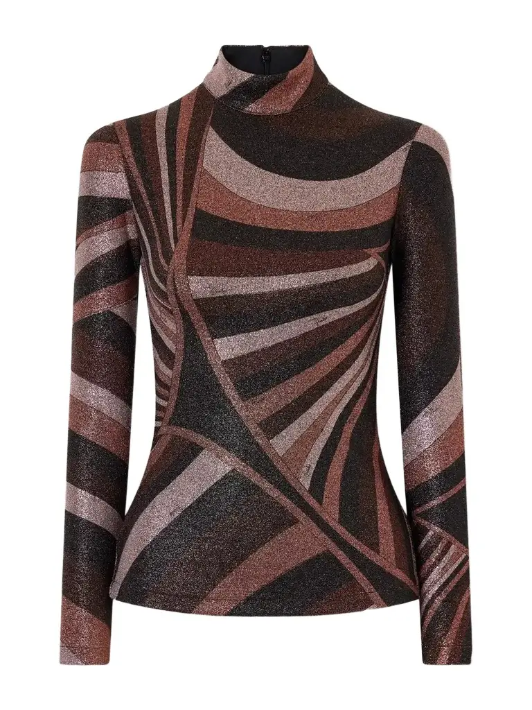 PUCCI Printed Stretch-jersey Turtleneck Top