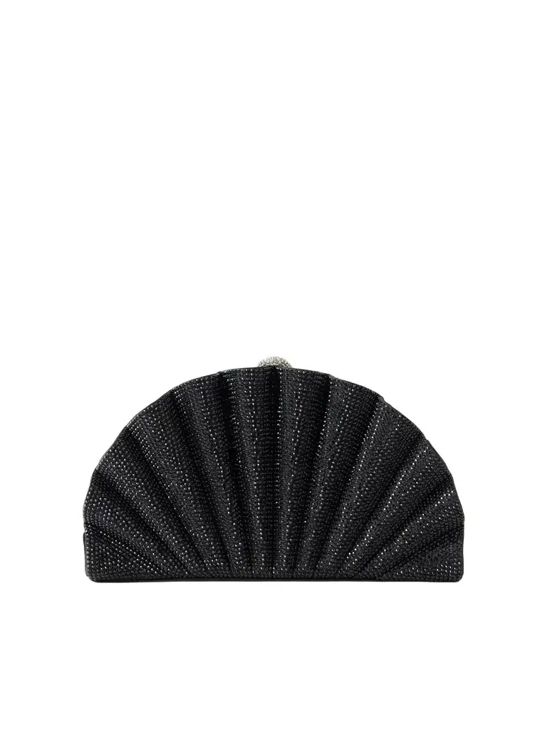 Origami Fan Crystal-embellished Satin Clutch Origami Fan Crystal-embellished Satin Clutch