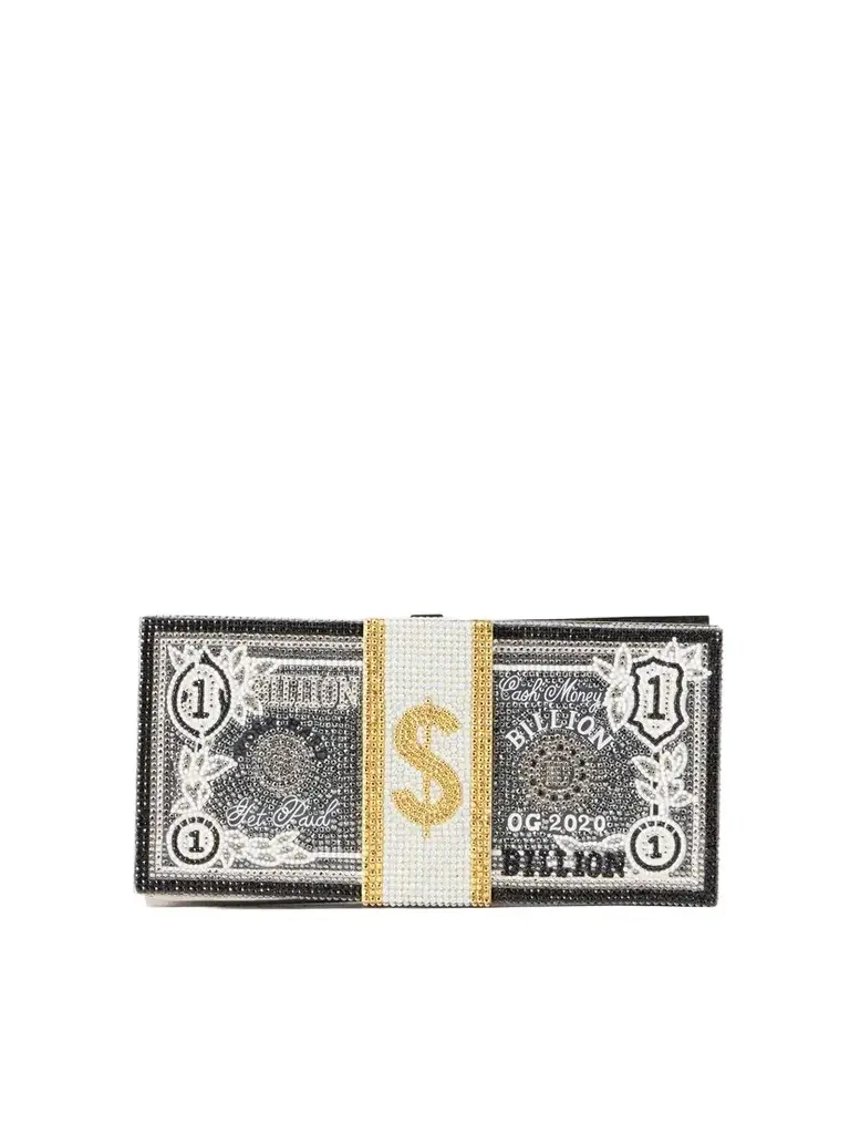 Judith Leiber Couture Billions Stack Of Cash Crystal-embellished Silver-tone Clutch