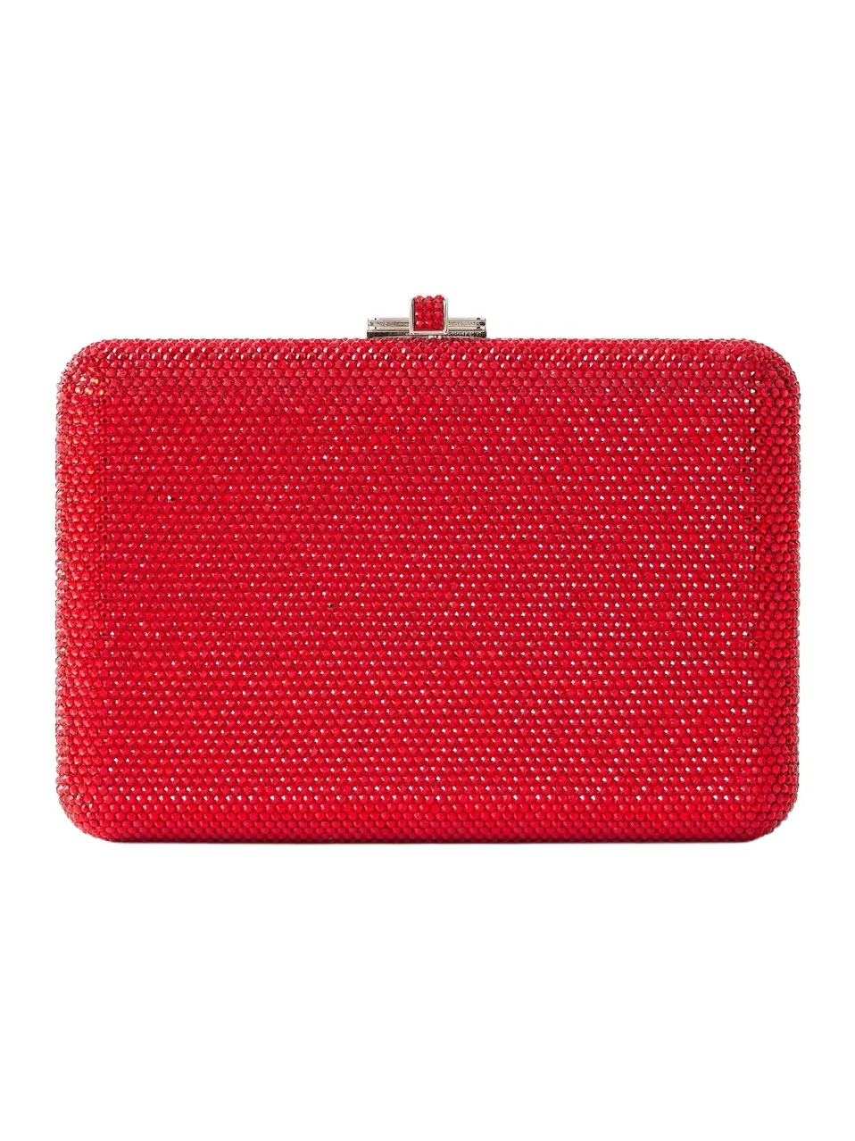 Judith Leiber Couture Slim Slide Crystal-embellished Silver-tone Clutch