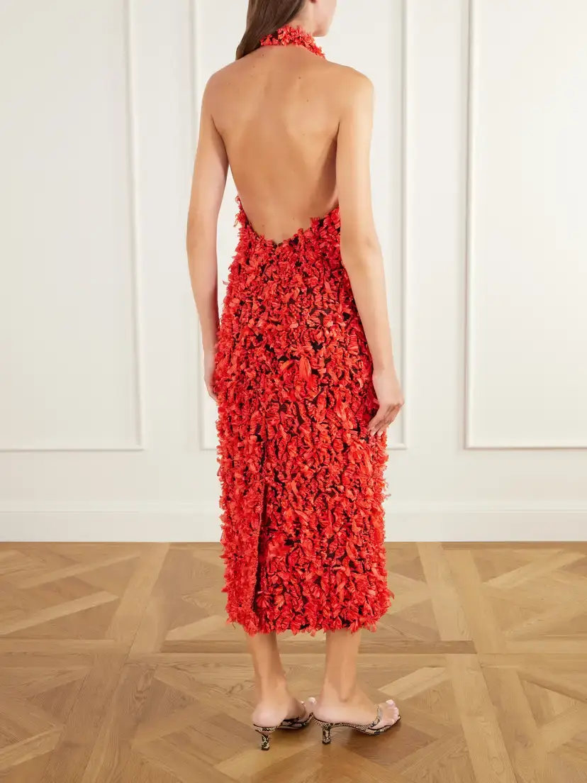 Tove Grettel Open-back Fil-coupé Halterneck Midi Dress | Thumbnail 3 Tove Grettel Open-back Fil-coupé Halterneck Midi Dress | Thumbnail 3