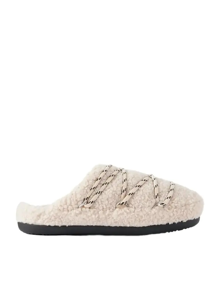Moon Boot Teddy Suede-trimmed Plush Slip-ons