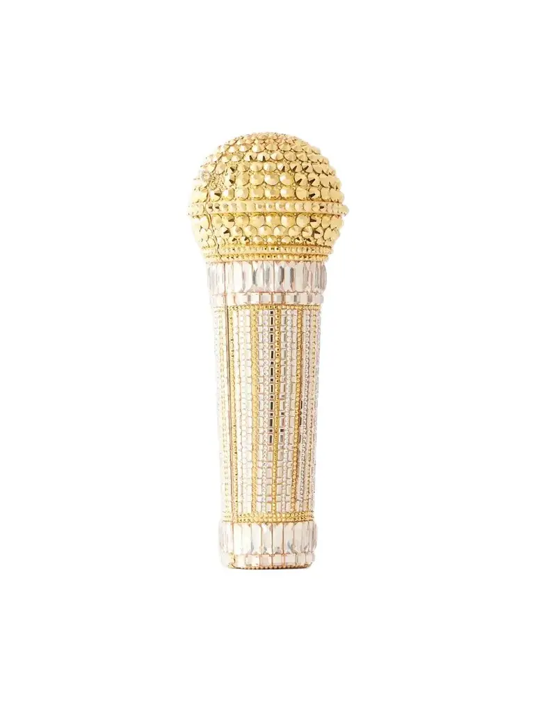 Judith Leiber Couture Microphone Diva Crystal-embellished Silver-tone Clutch