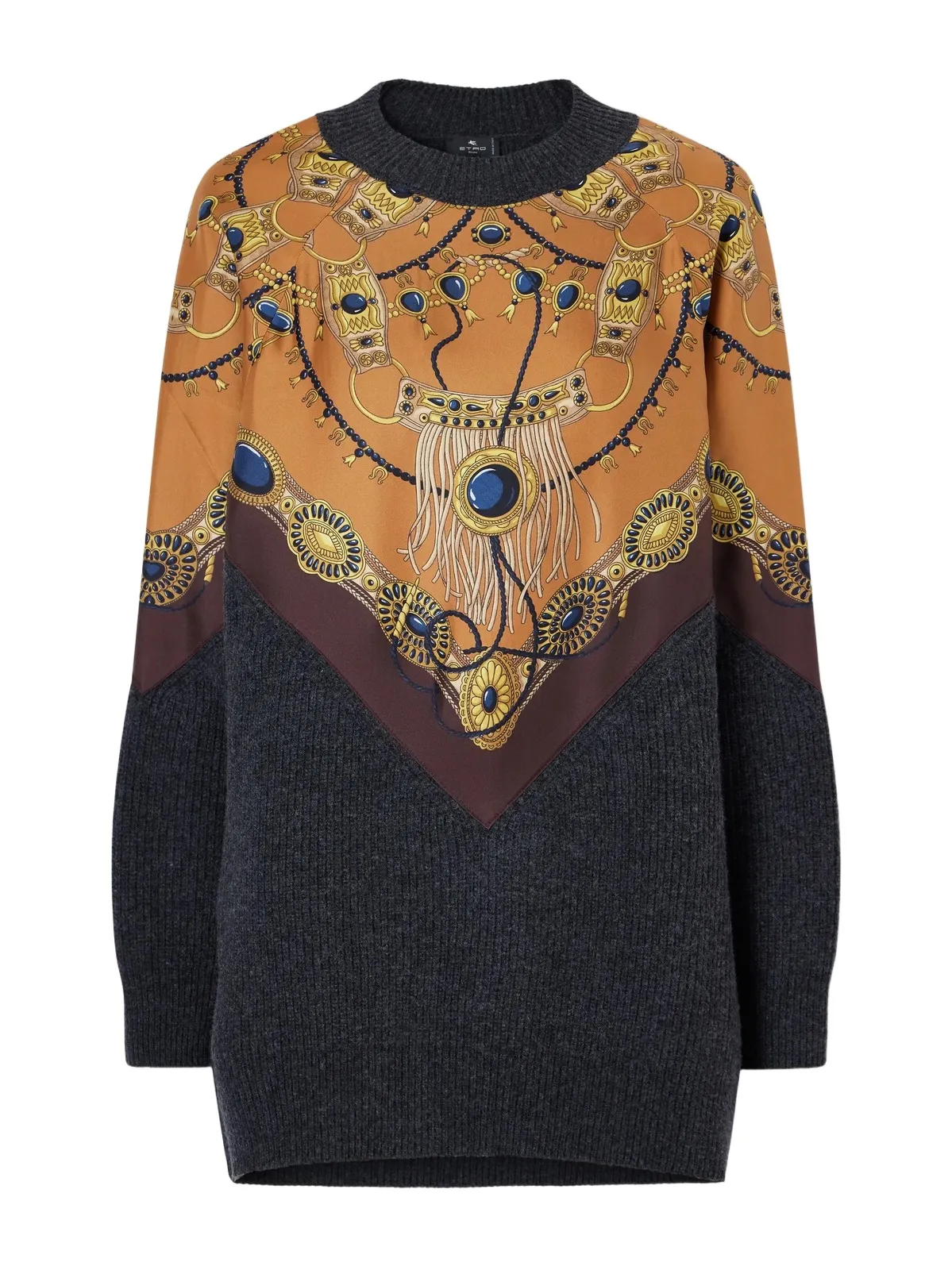 Printed Silk-trimmed Wool And Cashmere-blend Sweater - Multi Printed Silk-trimmed Wool And Cashmere-blend Sweater - Multi