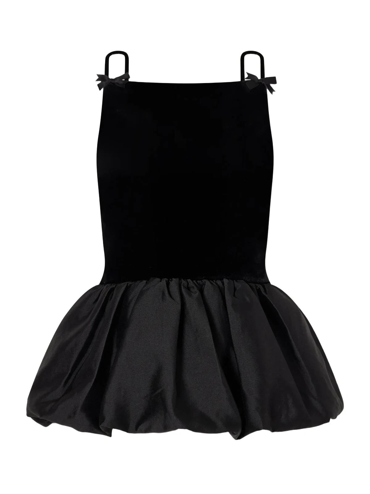 Bow-detailed Peplum Satin-trimmed Velvet Top Bow-detailed Peplum Satin-trimmed Velvet Top