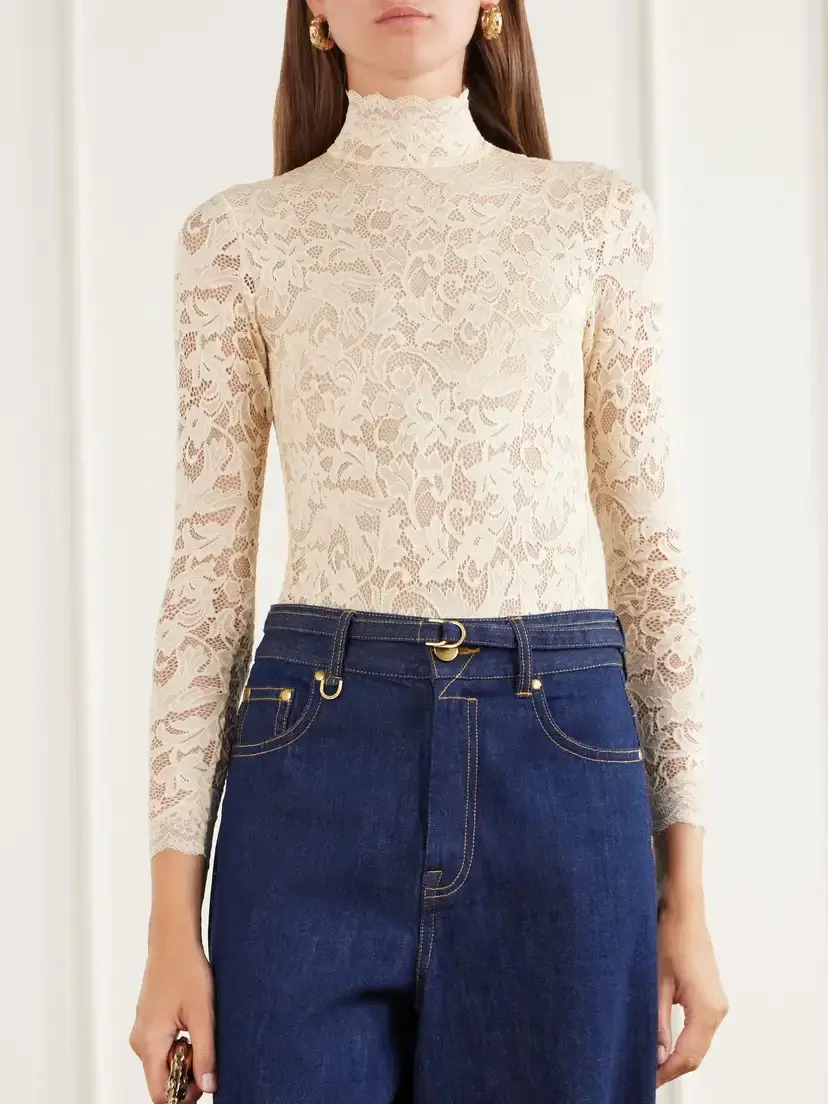Zimmermann Corded Lace Jersey Turtleneck Bodysuit | Thumbnail 3 Zimmermann Corded Lace Jersey Turtleneck Bodysuit | Thumbnail 3