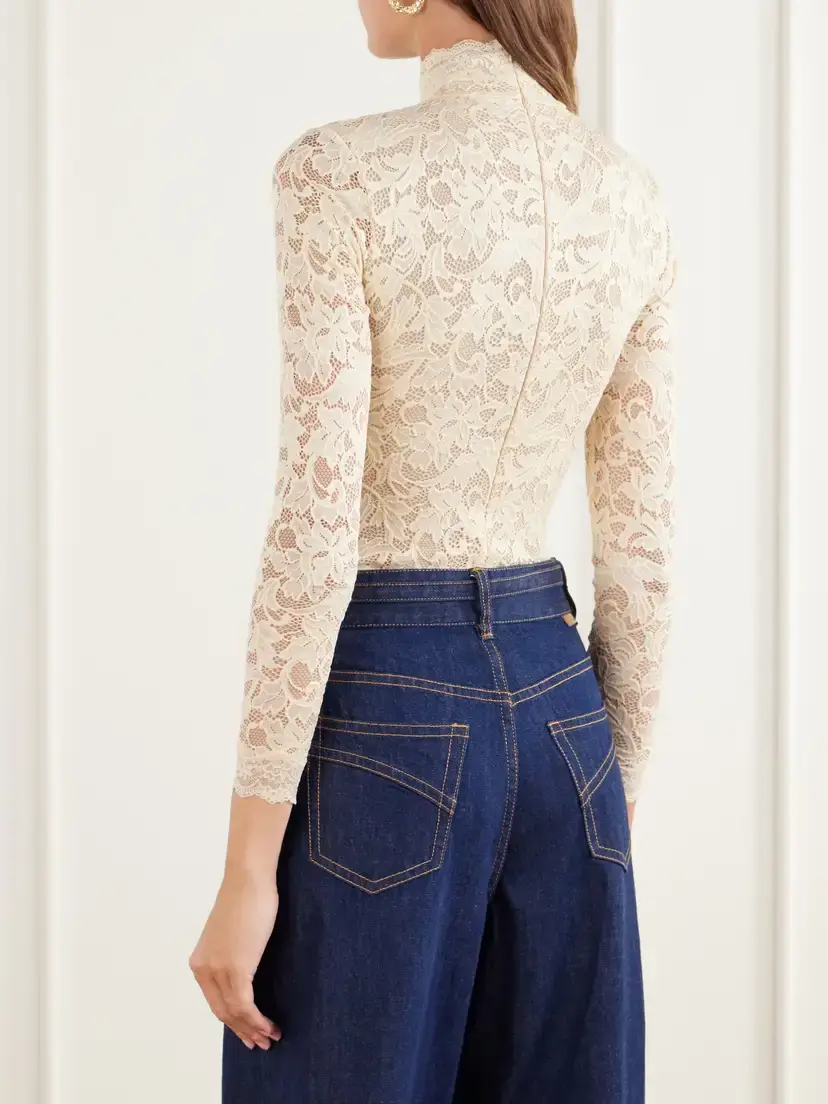 Zimmermann Corded Lace Jersey Turtleneck Bodysuit | Thumbnail 4 Zimmermann Corded Lace Jersey Turtleneck Bodysuit | Thumbnail 4