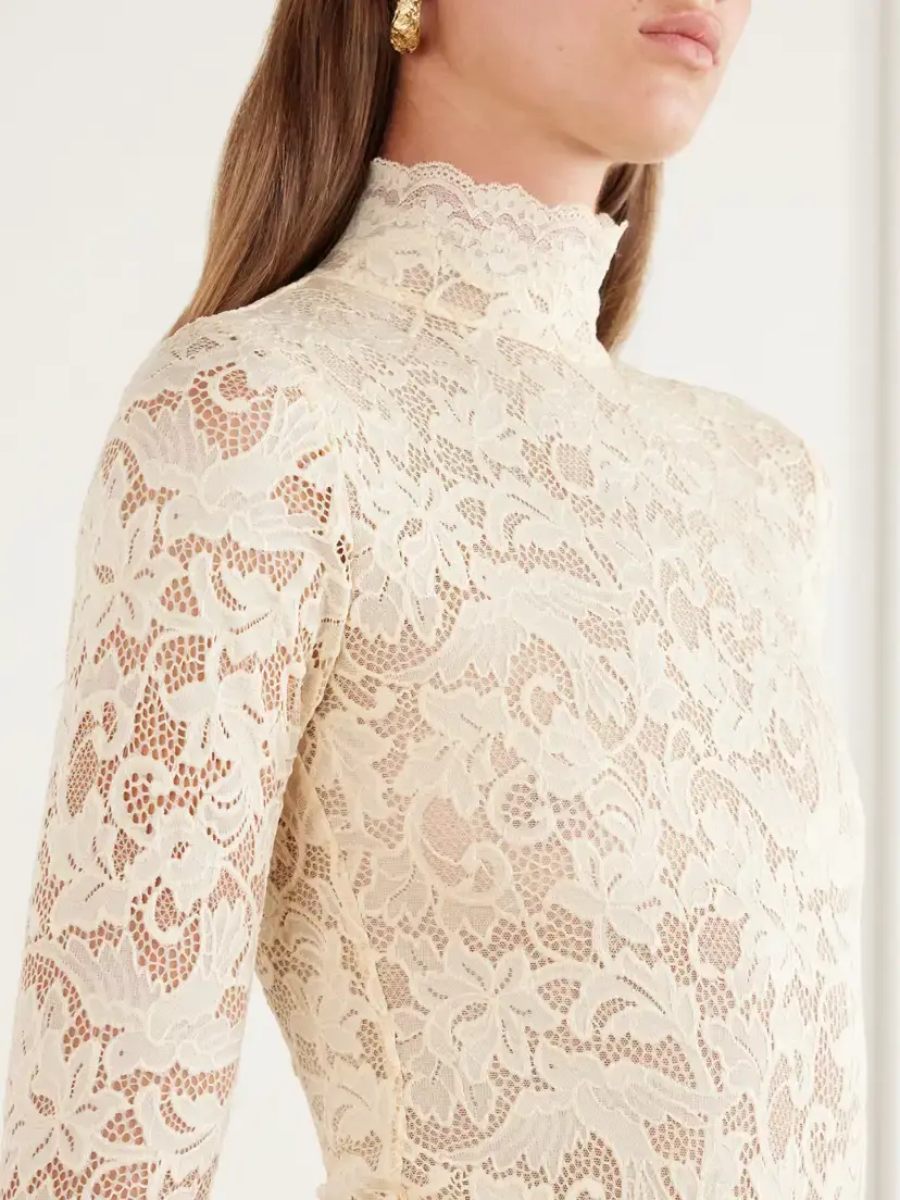 Zimmermann Corded Lace Jersey Turtleneck Bodysuit | Thumbnail 5 Zimmermann Corded Lace Jersey Turtleneck Bodysuit | Thumbnail 5