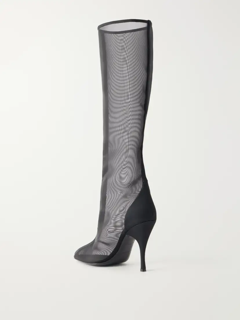 Alaïa Tube 100 Grosgrain-trimmed Tulle Knee Boots | Thumbnail 3 Alaïa Tube 100 Grosgrain-trimmed Tulle Knee Boots | Thumbnail 3