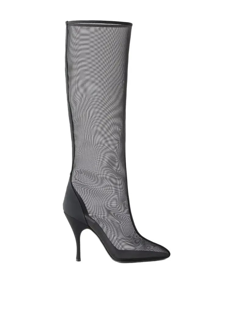 Alaïa Tube 100 Grosgrain-trimmed Tulle Knee Boots