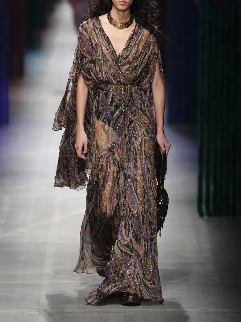 Etro Draped Ruffled Printed Metallic Silk-blend Crepon Maxi Dress | Thumbnail 5 Etro Draped Ruffled Printed Metallic Silk-blend Crepon Maxi Dress | Thumbnail 5