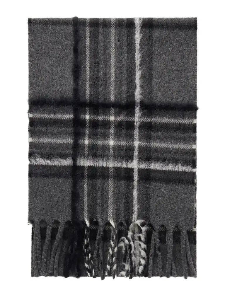 Mull Fringed Checked Wool, Cashmere And Silk-blend Scarf Mull Fringed Checked Wool, Cashmere And Silk-blend Scarf