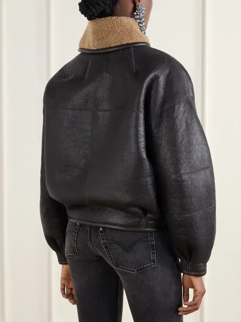 Isabel Marant Charina Shearling-trimmed Leather Jacket | Thumbnail 3 Isabel Marant Charina Shearling-trimmed Leather Jacket | Thumbnail 3
