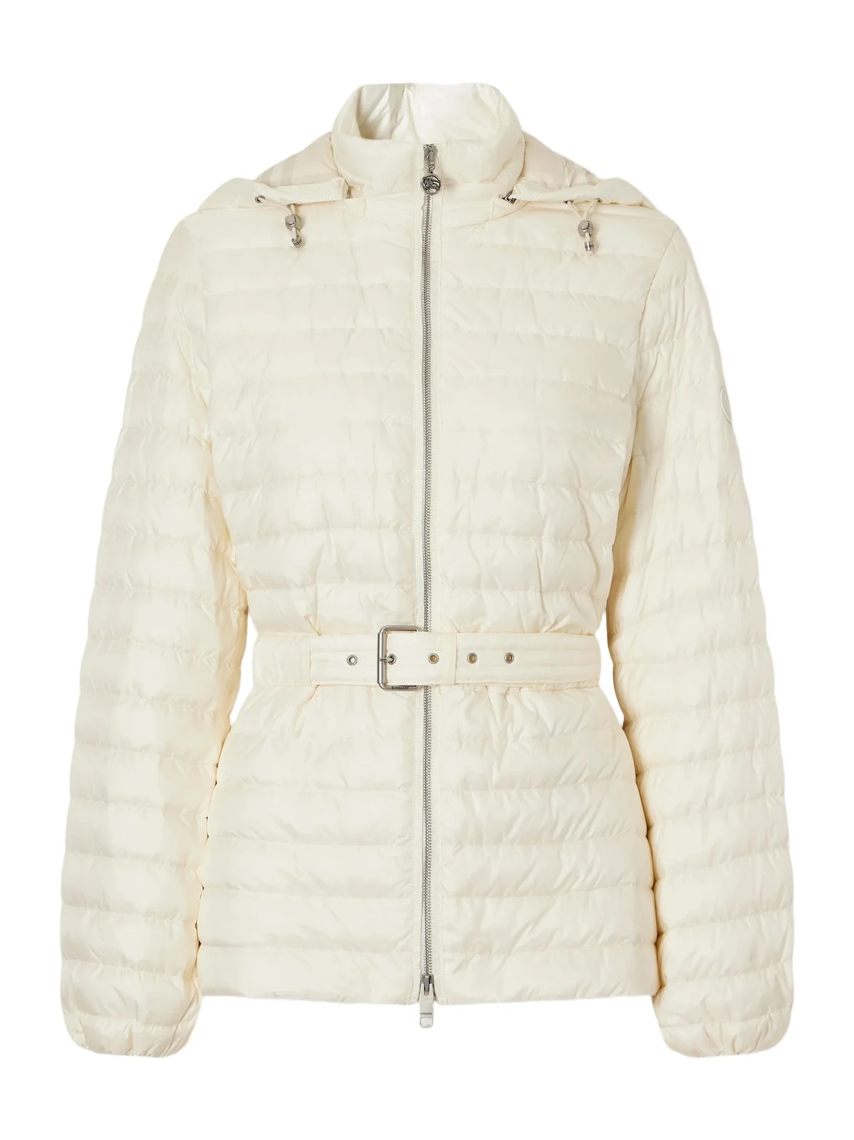 Belted Quilted Padded Shell Hooded Jacket