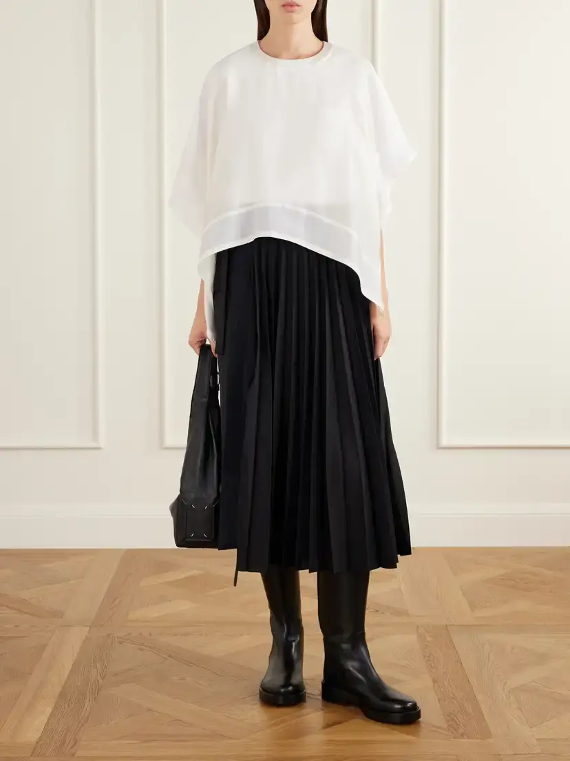 Sacai Pleated Herringbone Wool-blend Midi Skirt | Thumbnail 2 Sacai Pleated Herringbone Wool-blend Midi Skirt | Thumbnail 2
