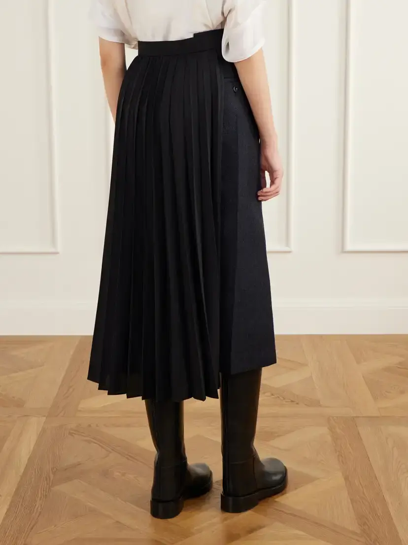 Sacai Pleated Herringbone Wool-blend Midi Skirt | Thumbnail 4 Sacai Pleated Herringbone Wool-blend Midi Skirt | Thumbnail 4