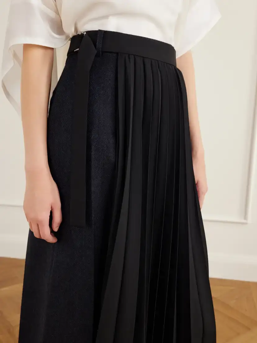 Sacai Pleated Herringbone Wool-blend Midi Skirt | Thumbnail 5 Sacai Pleated Herringbone Wool-blend Midi Skirt | Thumbnail 5