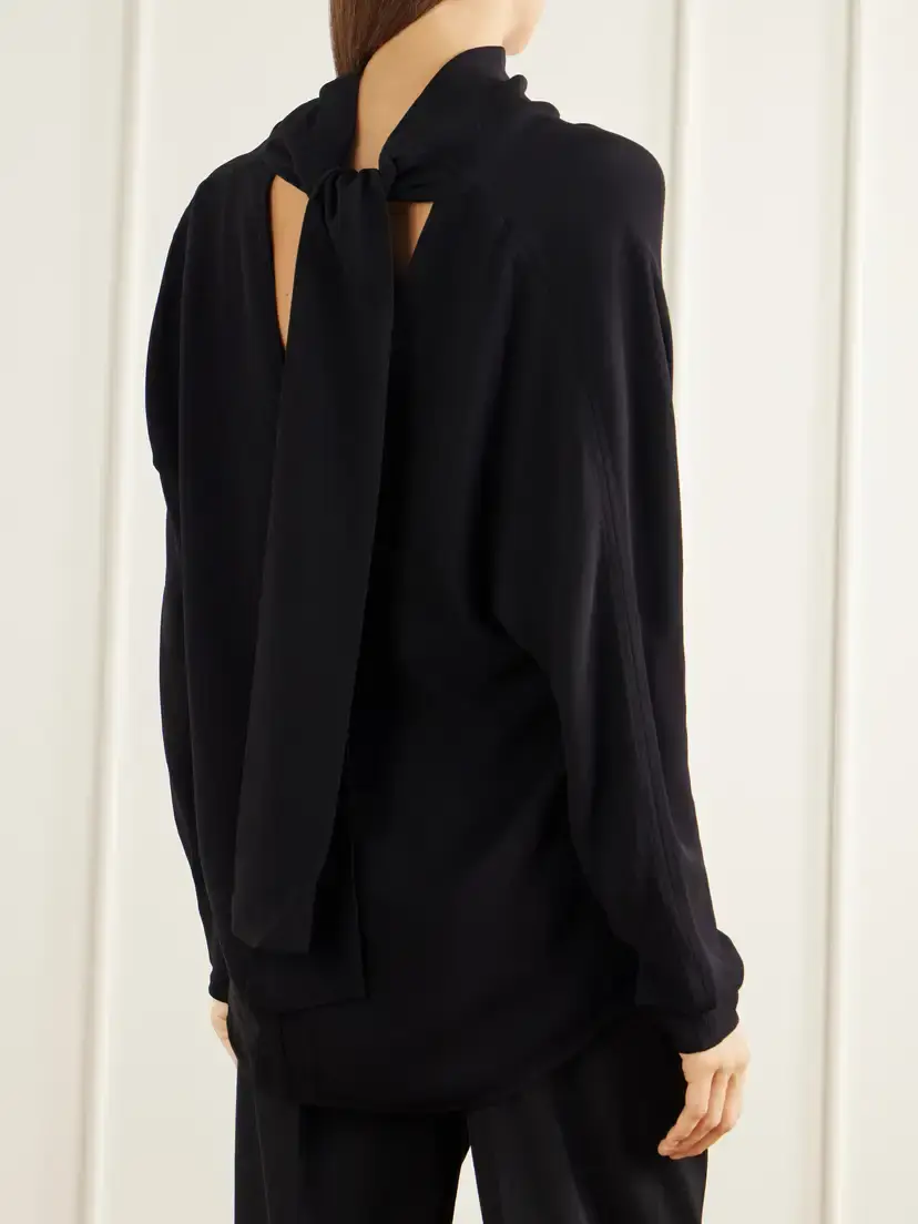 TOTEME Draped Tie-detailed Satin Blouse | Thumbnail 4 TOTEME Draped Tie-detailed Satin Blouse | Thumbnail 4