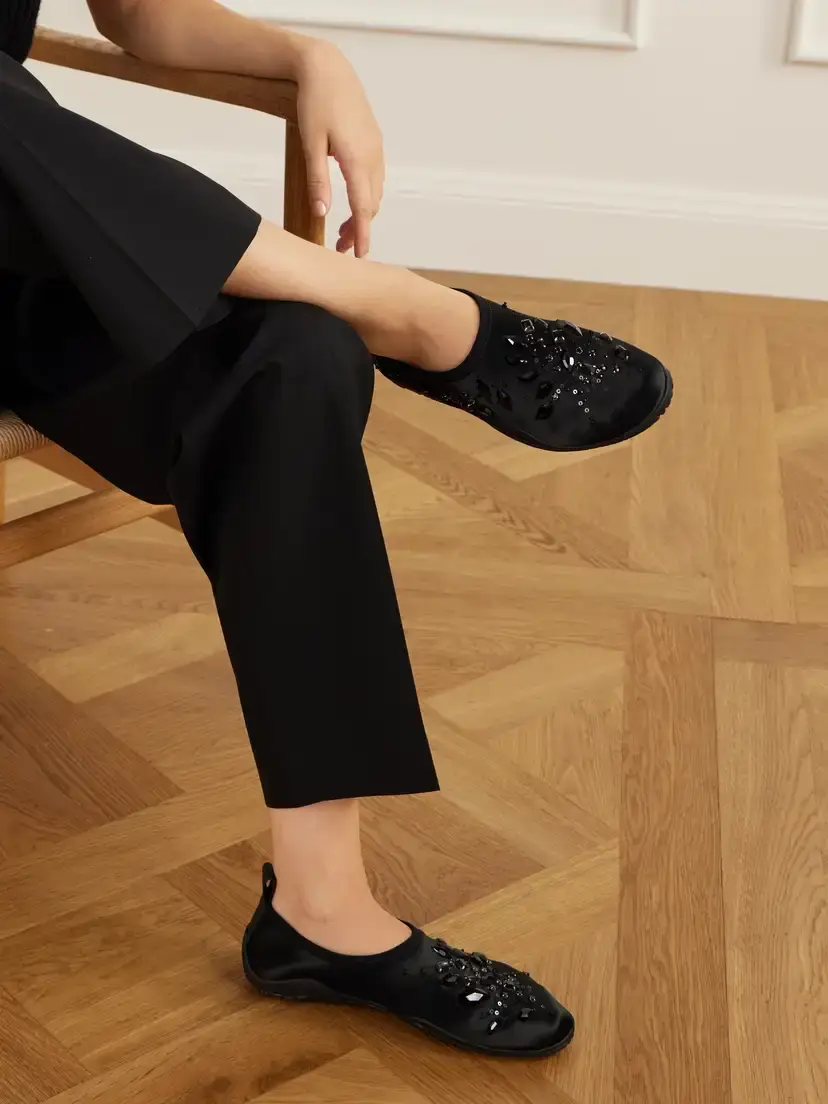 Jil Sander Elbe Embellished Satin Slip-ons | Thumbnail 2 Jil Sander Elbe Embellished Satin Slip-ons | Thumbnail 2