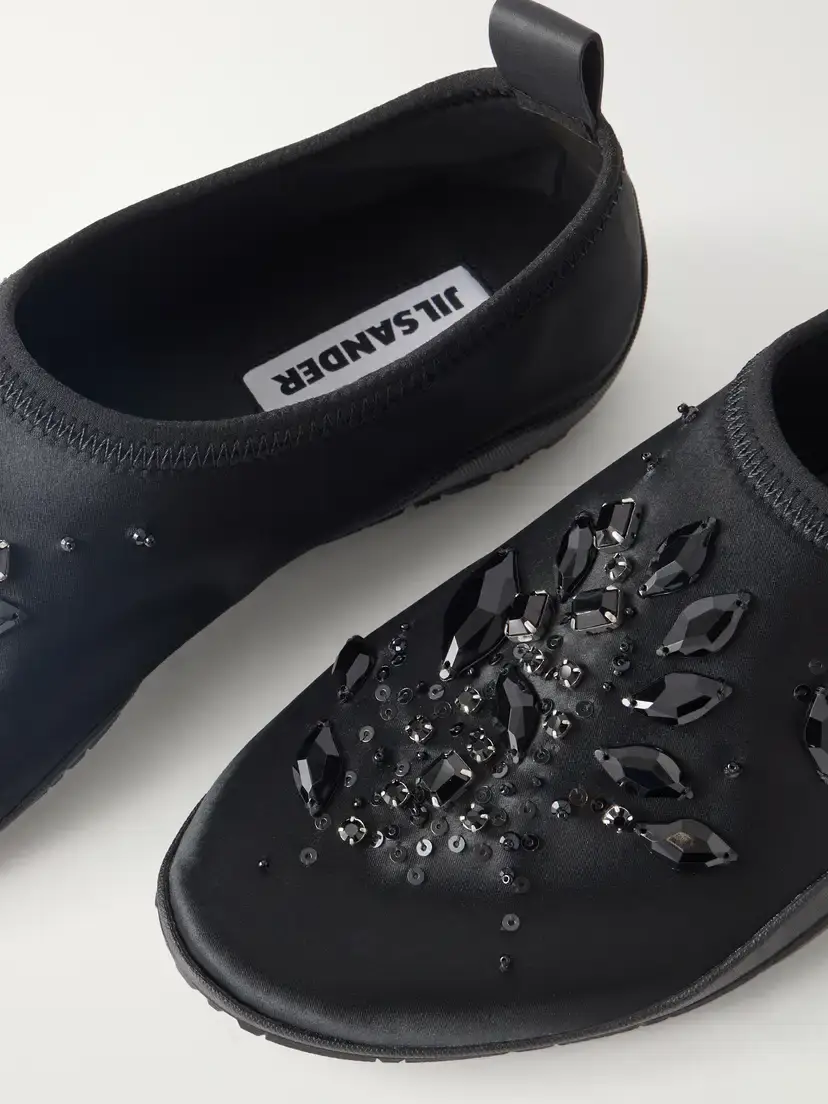Jil Sander Elbe Embellished Satin Slip-ons | Thumbnail 5 Jil Sander Elbe Embellished Satin Slip-ons | Thumbnail 5