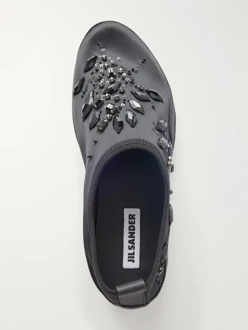 Jil Sander Elbe Embellished Satin Slip-ons | Thumbnail 6 Jil Sander Elbe Embellished Satin Slip-ons | Thumbnail 6