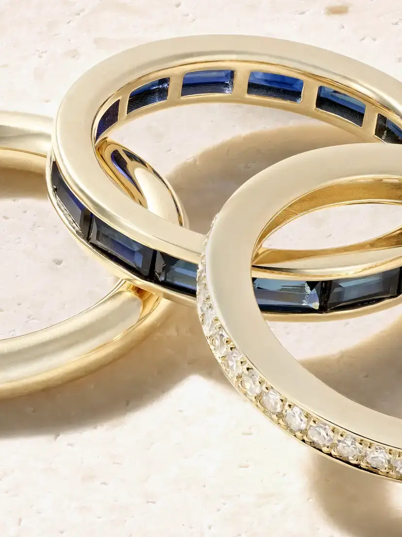 By Pariah Stack Set Of Three 14-karat Gold, Navy Sapphire And Diamond Rings - Blue | Thumbnail 3 By Pariah Stack Set Of Three 14-karat Gold, Navy Sapphire And Diamond Rings - Blue | Thumbnail 3