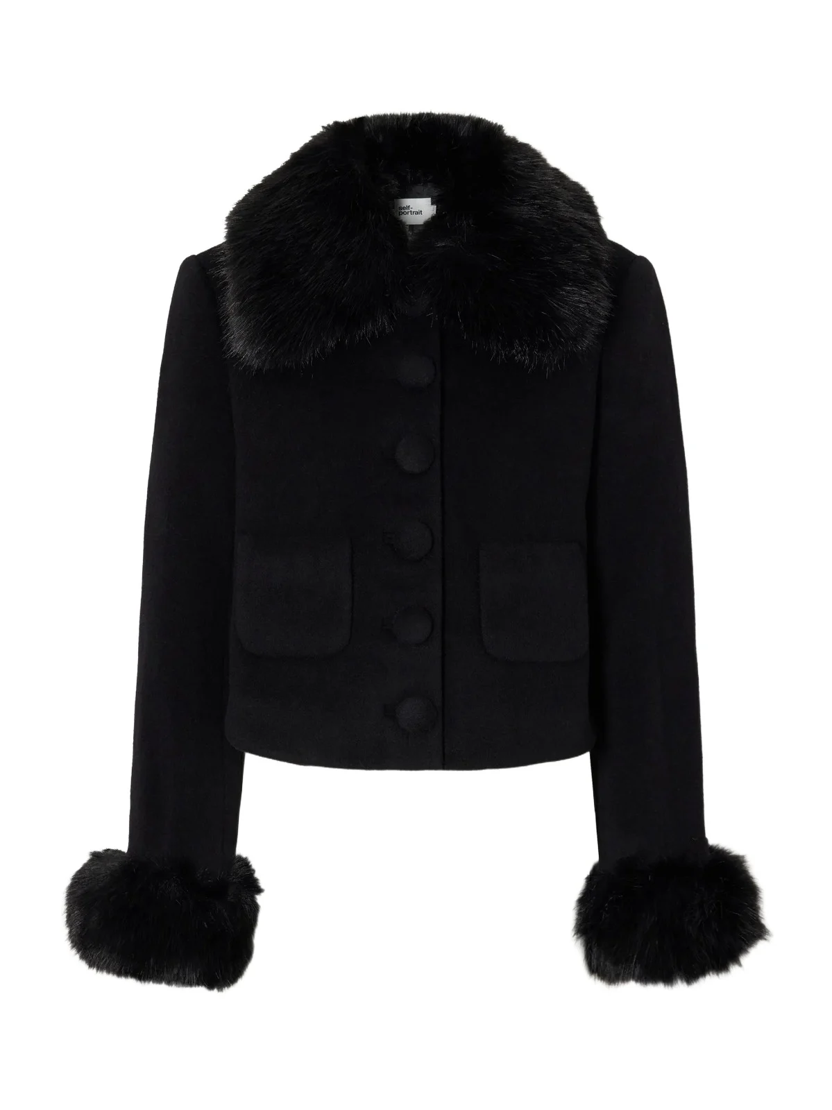 Cropped Plush-trimmed Wool-blend Jacket Cropped Plush-trimmed Wool-blend Jacket