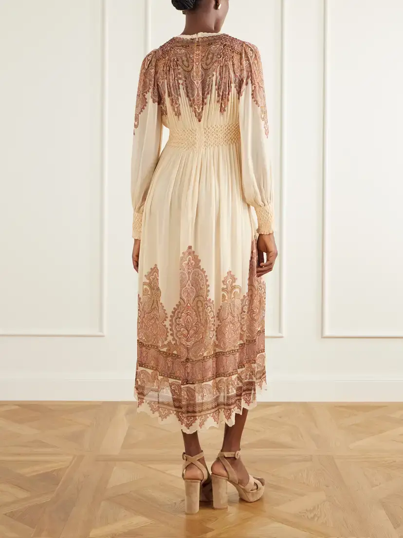 Zimmermann Ascent Smocked Printed Georgette Midi Dress | Thumbnail 3 Zimmermann Ascent Smocked Printed Georgette Midi Dress | Thumbnail 3
