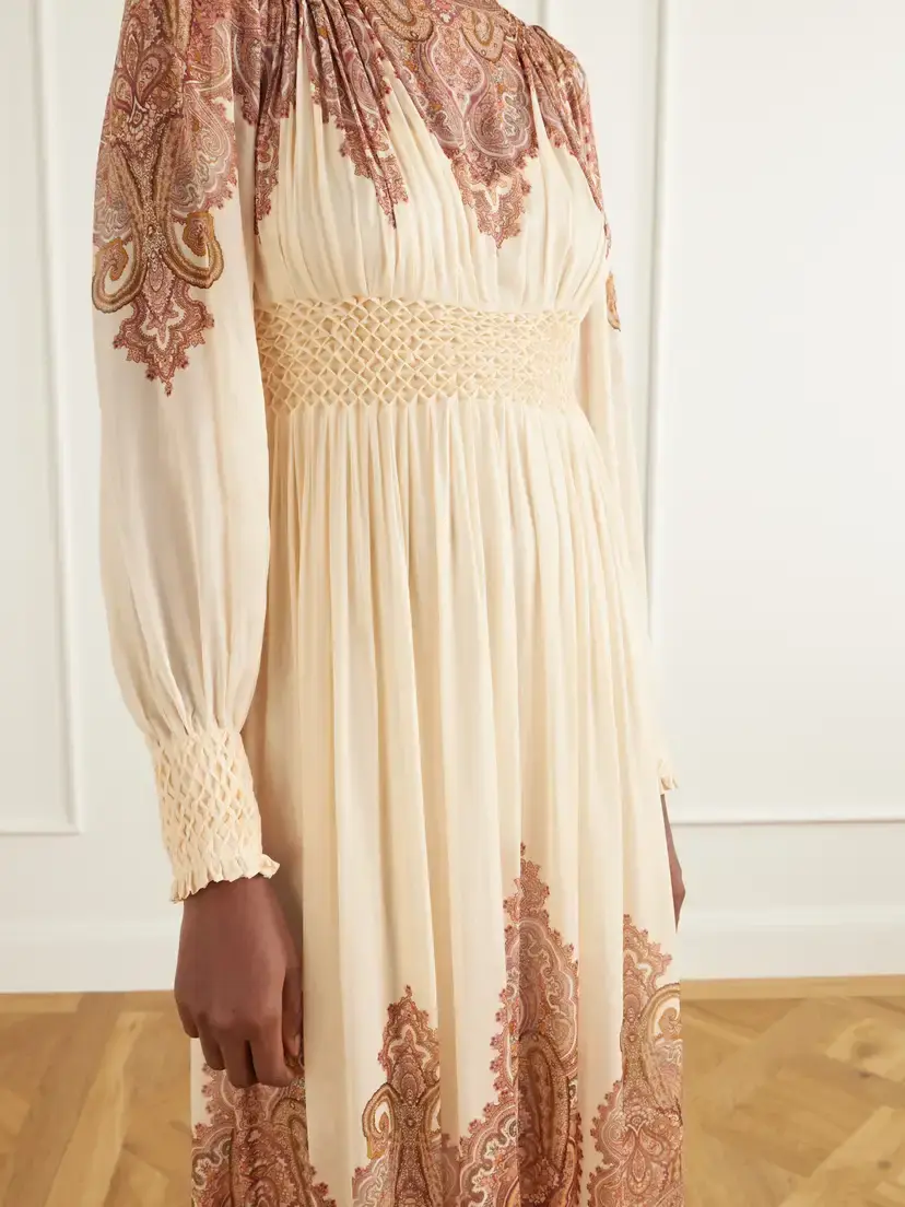 Zimmermann Ascent Smocked Printed Georgette Midi Dress | Thumbnail 4 Zimmermann Ascent Smocked Printed Georgette Midi Dress | Thumbnail 4