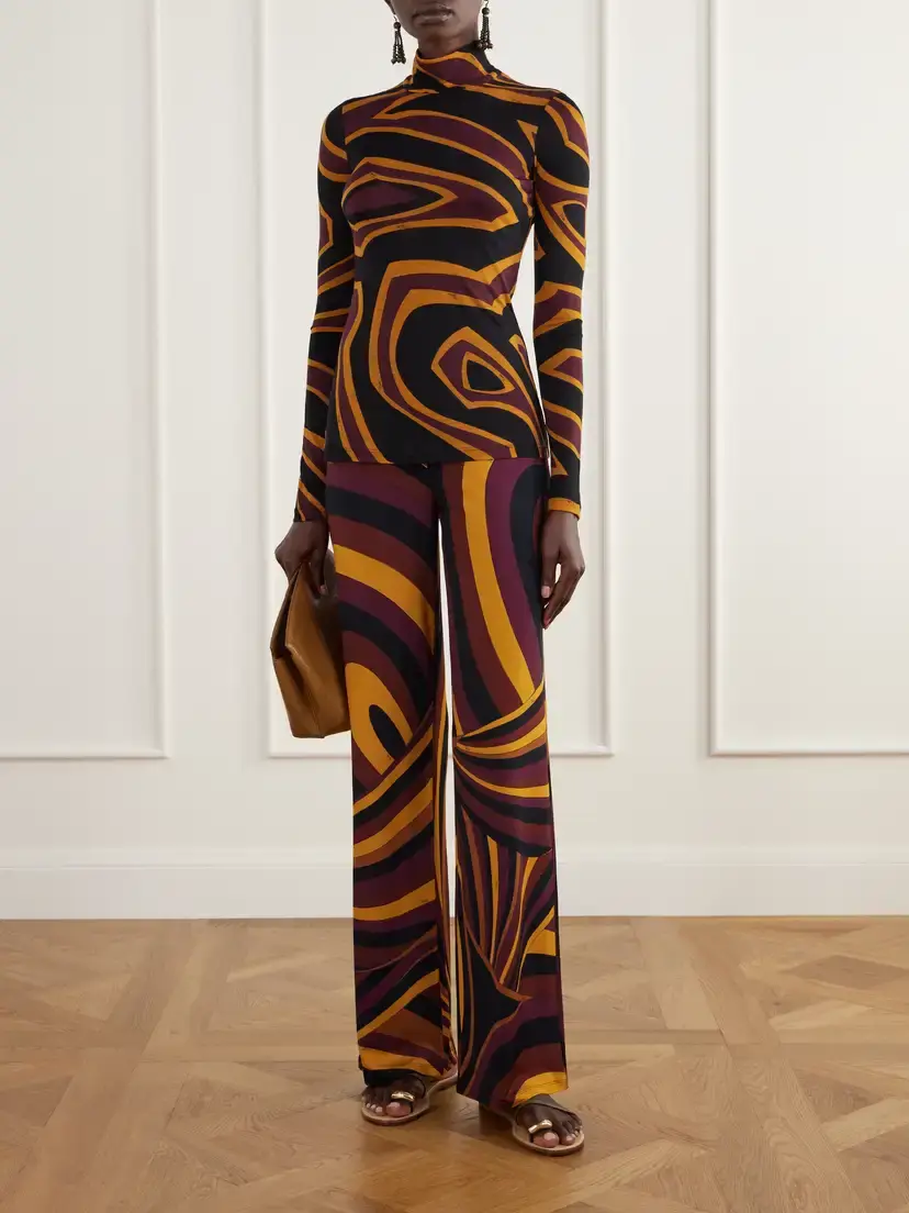 PUCCI Fiammato Printed Wool-blend Jersey Blouse | Thumbnail 2 PUCCI Fiammato Printed Wool-blend Jersey Blouse | Thumbnail 2