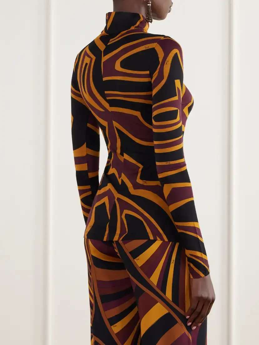 PUCCI Fiammato Printed Wool-blend Jersey Blouse | Thumbnail 3 PUCCI Fiammato Printed Wool-blend Jersey Blouse | Thumbnail 3