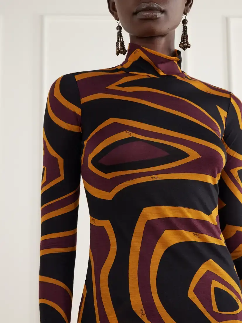 PUCCI Fiammato Printed Wool-blend Jersey Blouse | Thumbnail 4 PUCCI Fiammato Printed Wool-blend Jersey Blouse | Thumbnail 4