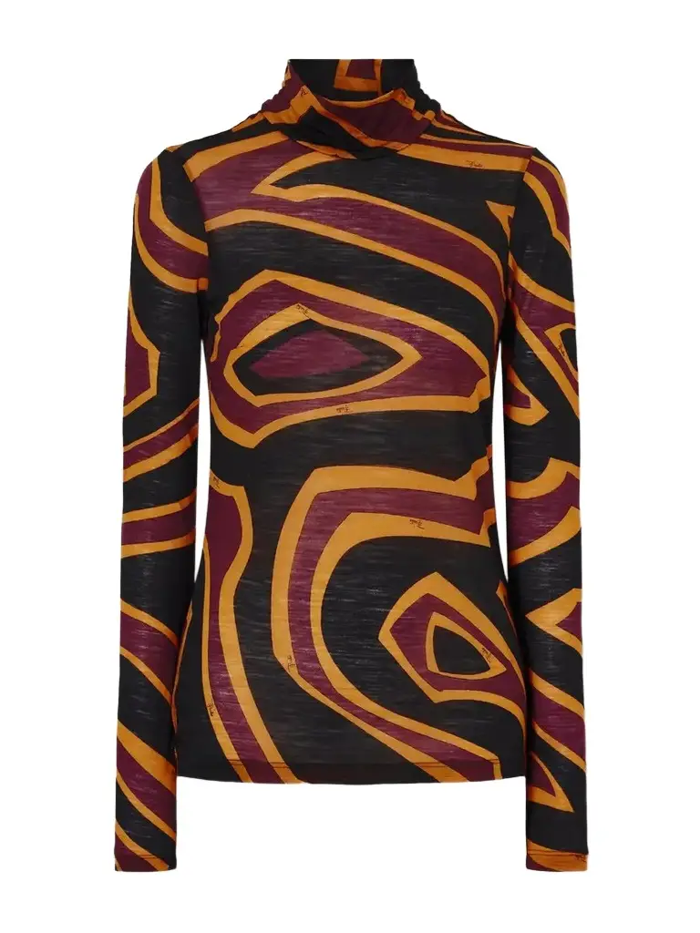 PUCCI Fiammato Printed Wool-blend Jersey Blouse