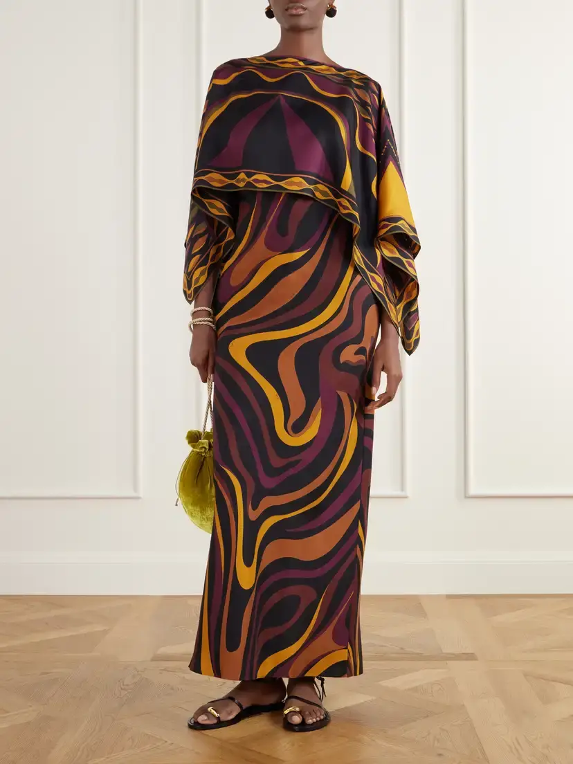 PUCCI Cape-detailed Printed Silk-twill Maxi Dress | Thumbnail 2 PUCCI Cape-detailed Printed Silk-twill Maxi Dress | Thumbnail 2