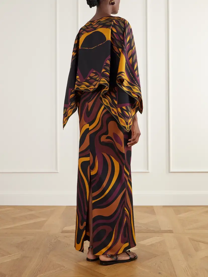 PUCCI Cape-detailed Printed Silk-twill Maxi Dress | Thumbnail 3 PUCCI Cape-detailed Printed Silk-twill Maxi Dress | Thumbnail 3