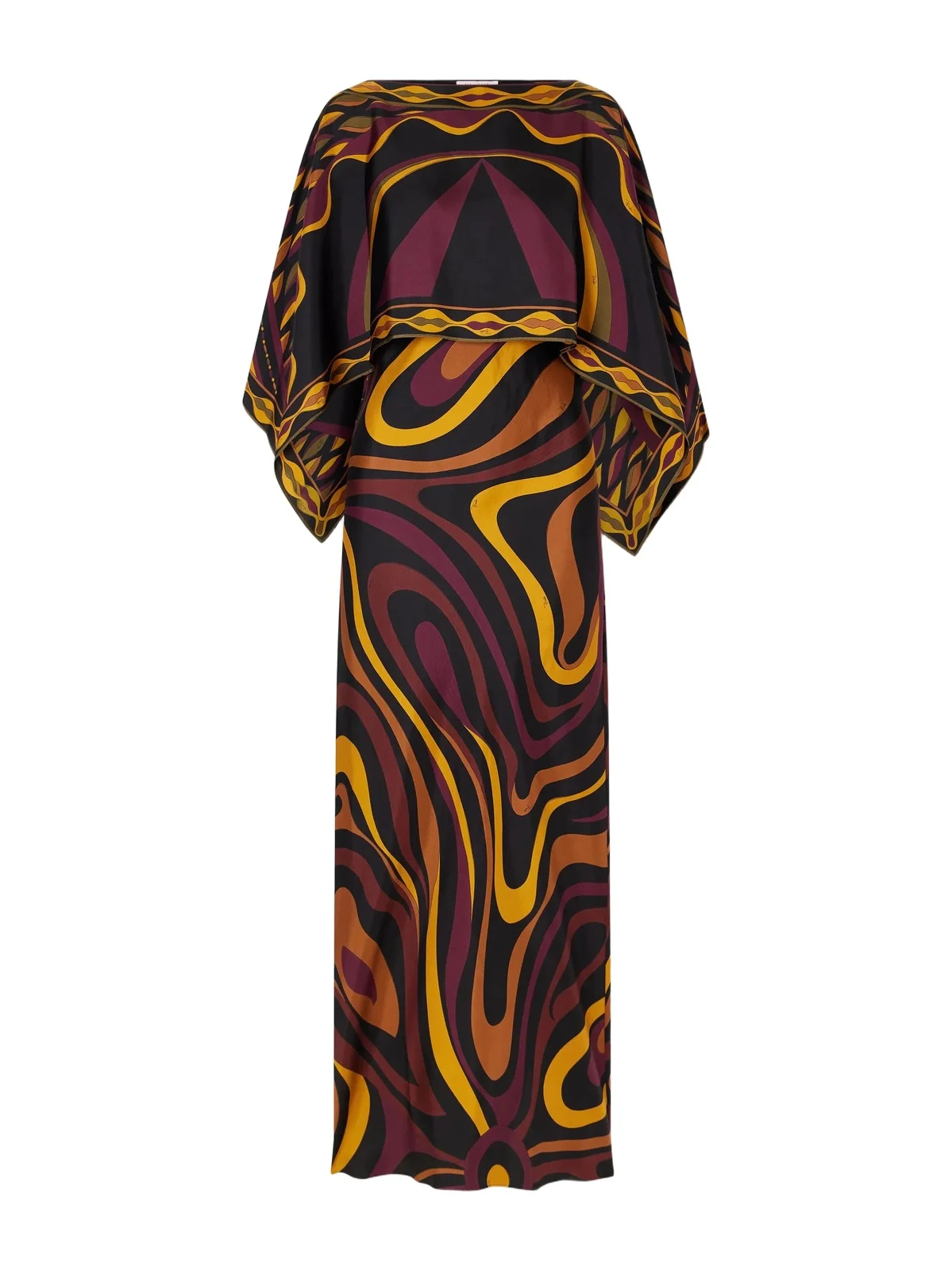 PUCCI Cape-detailed Printed Silk-twill Maxi Dress