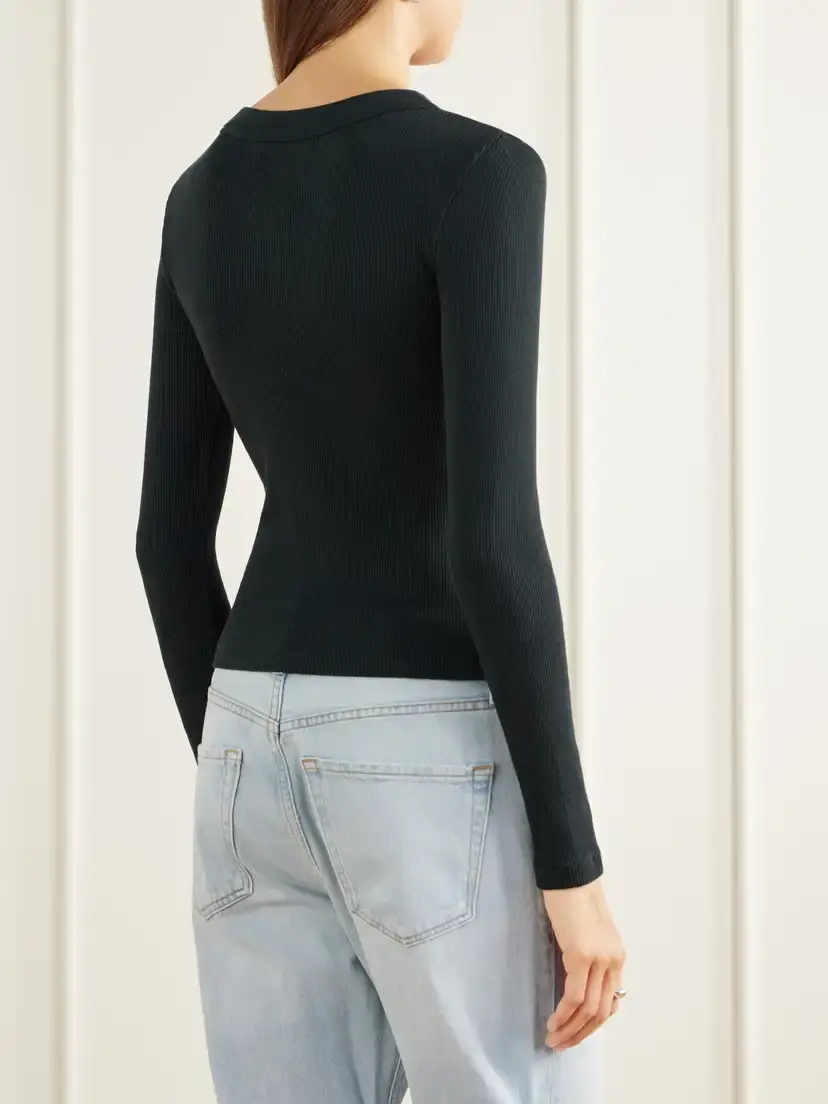 Citizens of Humanity Varra Ribbed Stretch Cotton And Lyocell-blend Henley Top | Thumbnail 4 Citizens of Humanity Varra Ribbed Stretch Cotton And Lyocell-blend Henley Top | Thumbnail 4