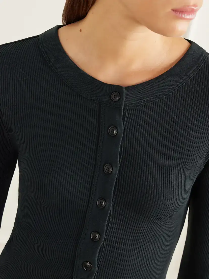 Citizens of Humanity Varra Ribbed Stretch Cotton And Lyocell-blend Henley Top | Thumbnail 5 Citizens of Humanity Varra Ribbed Stretch Cotton And Lyocell-blend Henley Top | Thumbnail 5