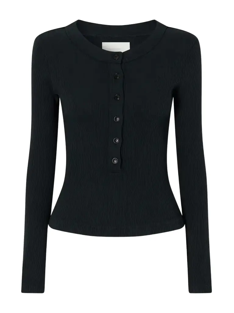 Citizens of Humanity Varra Ribbed Stretch Cotton And Lyocell-blend Henley Top