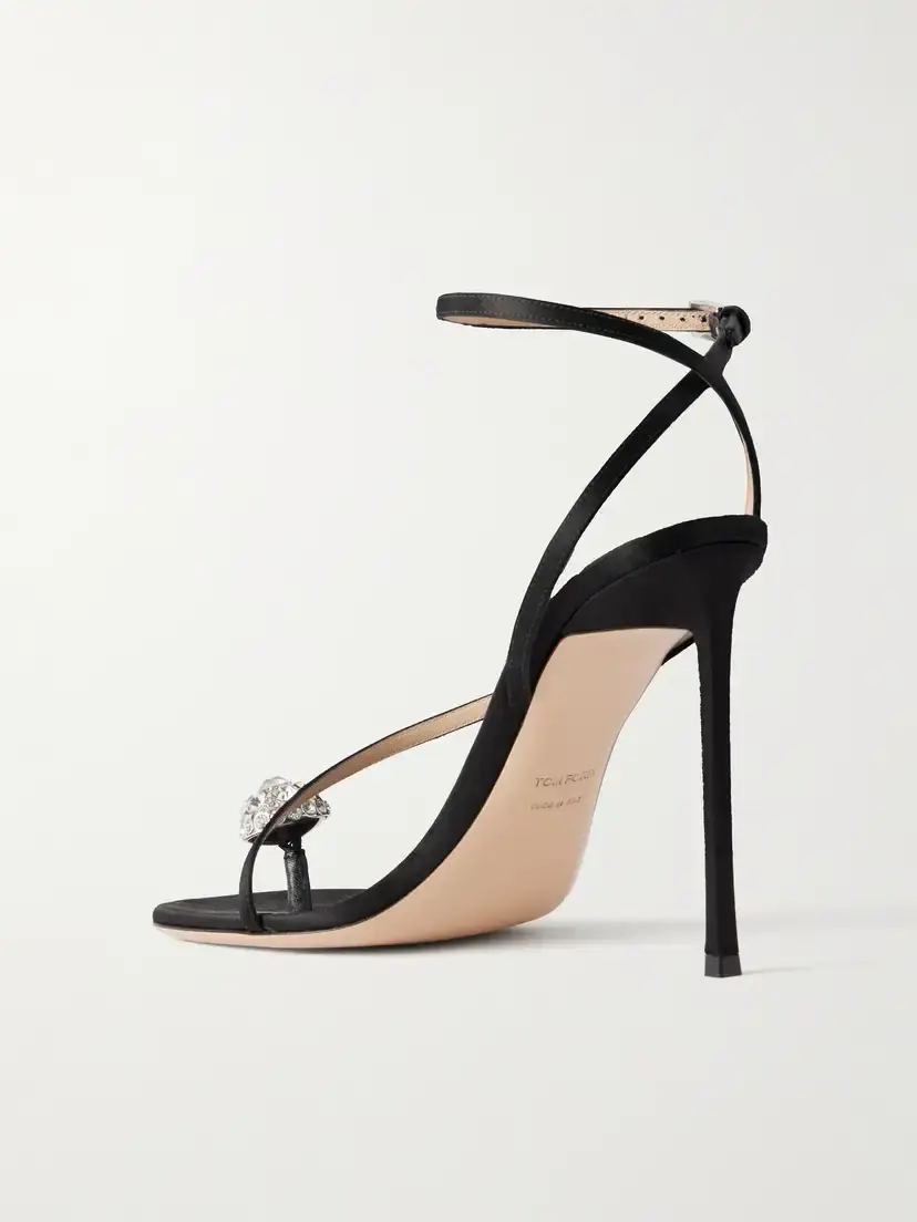 Tom Ford Crystal-embellished Leather-trimmed Satin Sandals | Thumbnail 3 Tom Ford Crystal-embellished Leather-trimmed Satin Sandals | Thumbnail 3