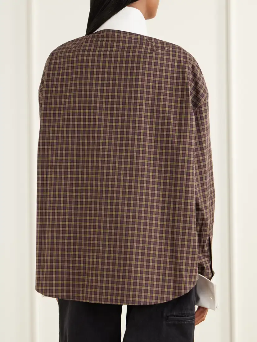 Marni Scarf-detailed Checked Cotton-poplin Shirt | Thumbnail 4 Marni Scarf-detailed Checked Cotton-poplin Shirt | Thumbnail 4