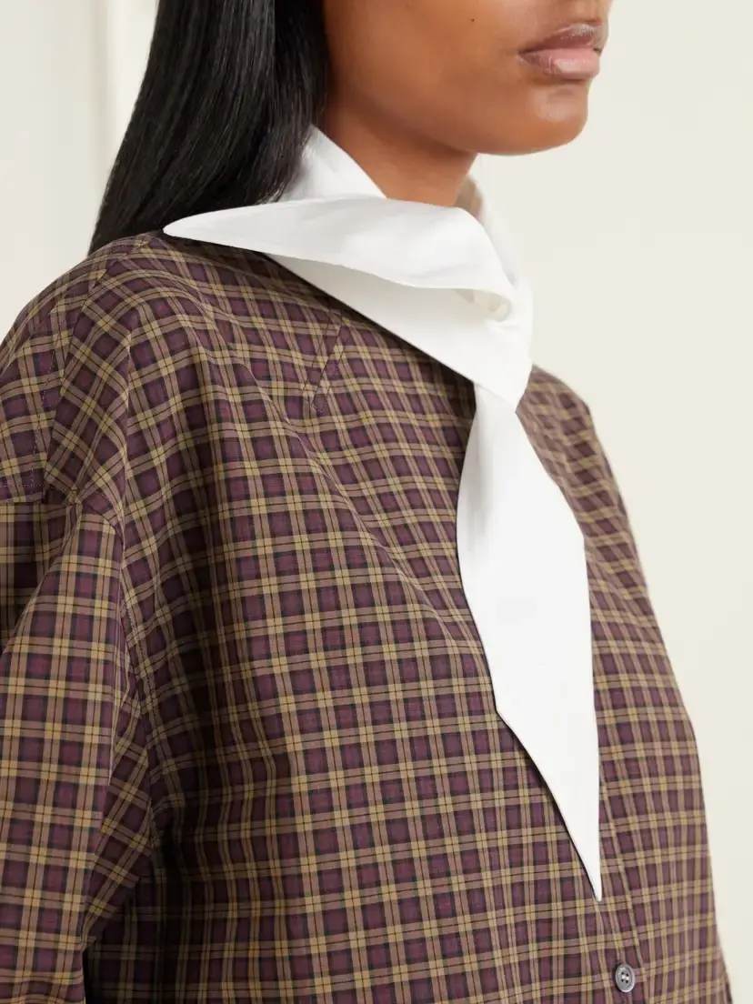 Marni Scarf-detailed Checked Cotton-poplin Shirt | Thumbnail 5 Marni Scarf-detailed Checked Cotton-poplin Shirt | Thumbnail 5