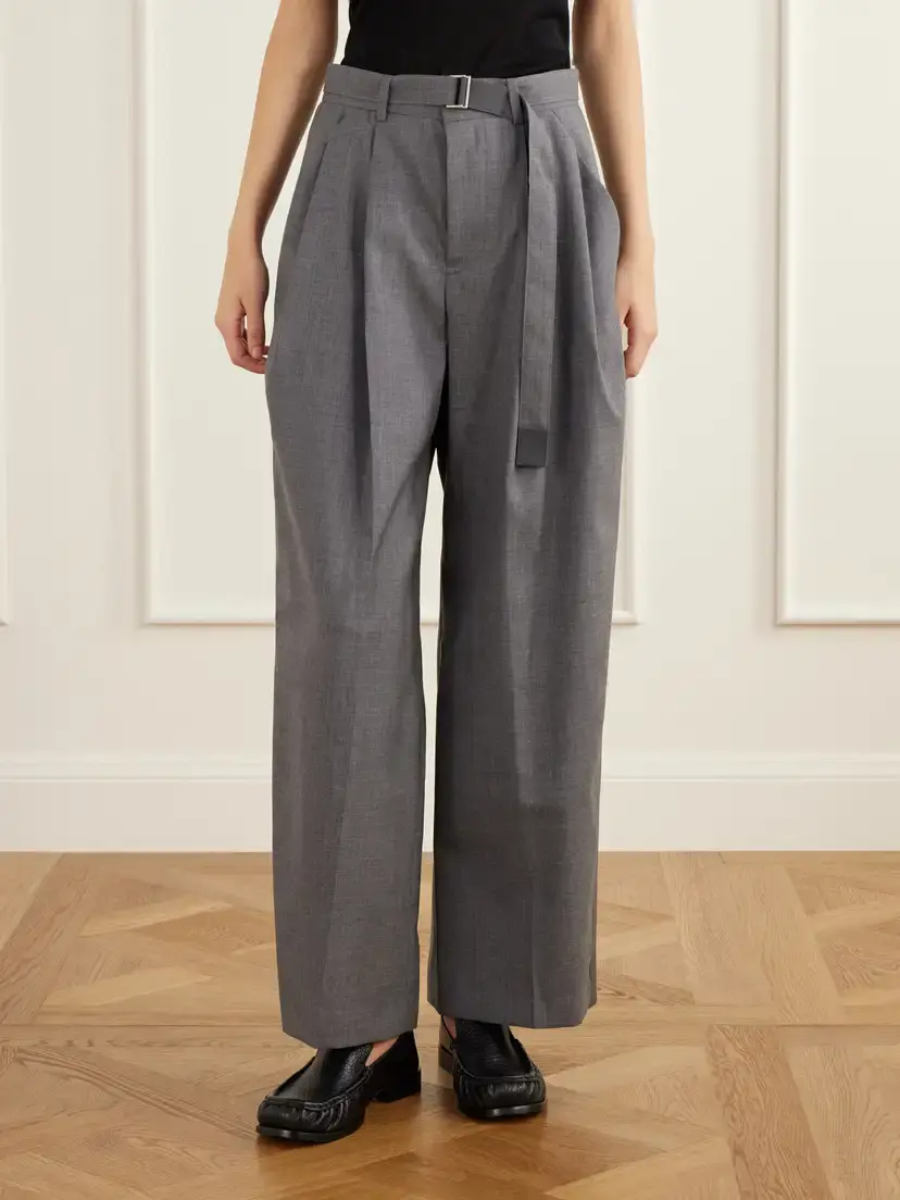 Sacai Belted Pleated Twill Wide-leg Pants | Thumbnail 3 Sacai Belted Pleated Twill Wide-leg Pants | Thumbnail 3