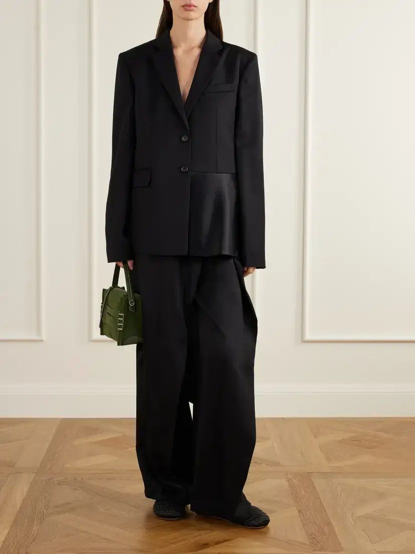 JW Anderson Trail Hem Satin-trimmed Wool-twill Jacket | Thumbnail 2 JW Anderson Trail Hem Satin-trimmed Wool-twill Jacket | Thumbnail 2