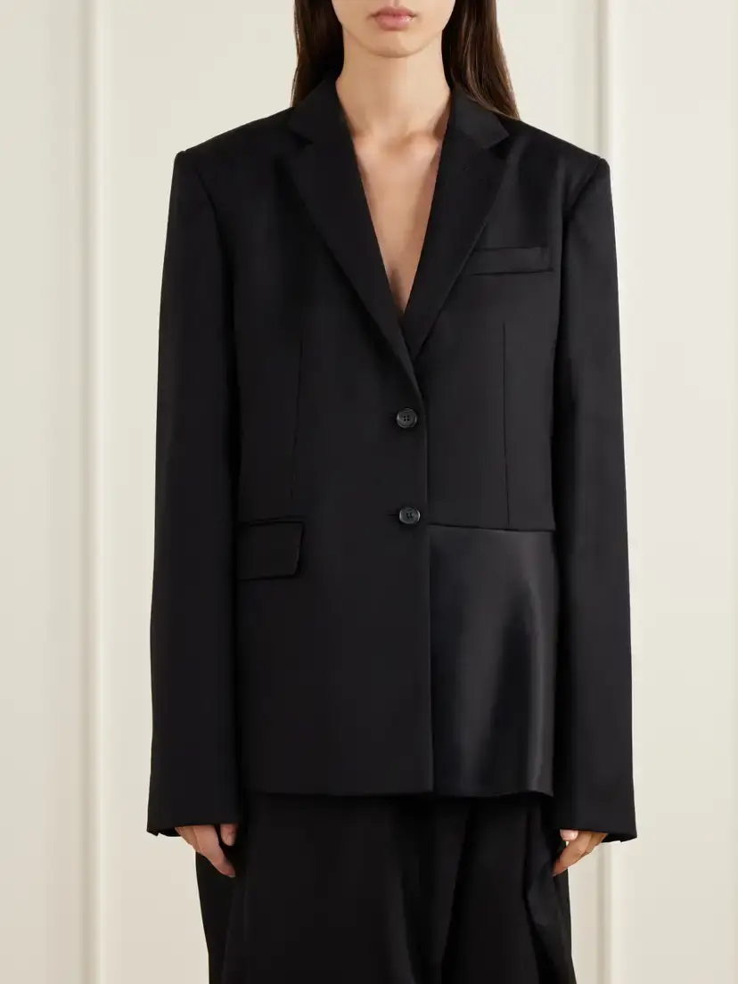 JW Anderson Trail Hem Satin-trimmed Wool-twill Jacket | Thumbnail 3 JW Anderson Trail Hem Satin-trimmed Wool-twill Jacket | Thumbnail 3
