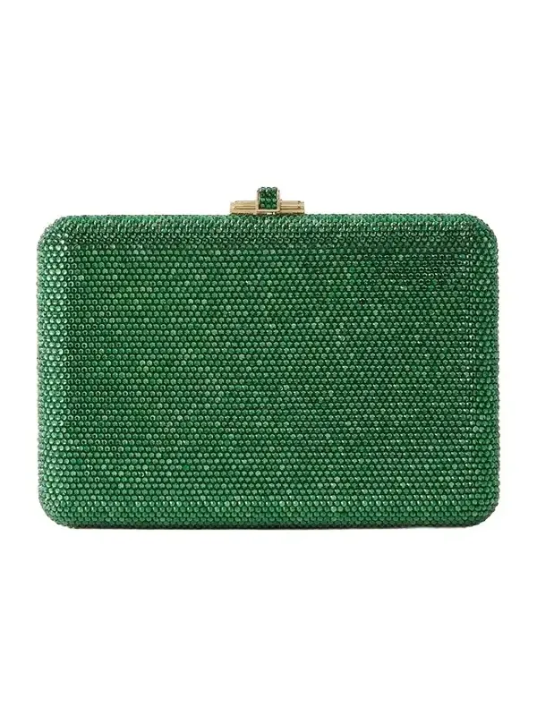 Slim Slide Crystal-embellished Gold-tone Clutch